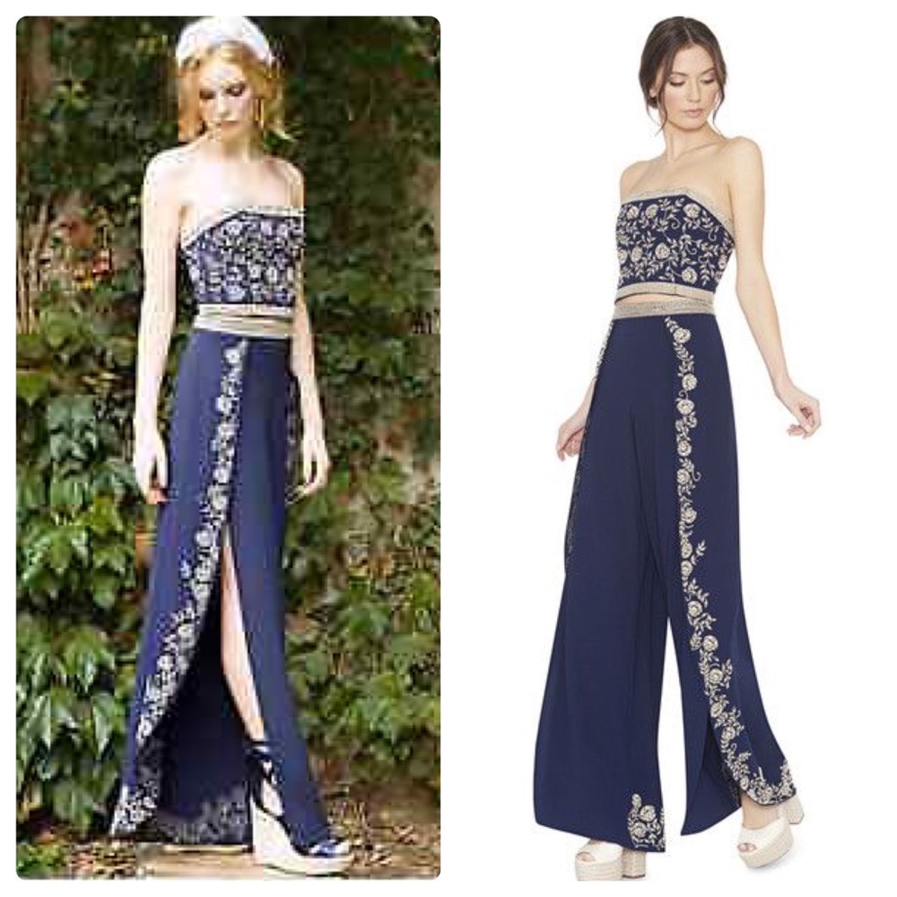 ALICE + OLIVIA Larissa Pearl Floral Beaded Pants